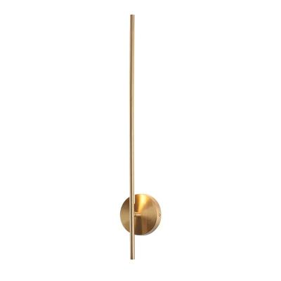 China Modern Nordic light luxury all copper lamps living room and bedroom bedside lamp modern minimalist wall lamp long for sale