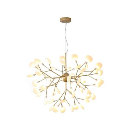 China Contemporary custom modern gold metal firefly branch design low price acrylic chandelier for sale