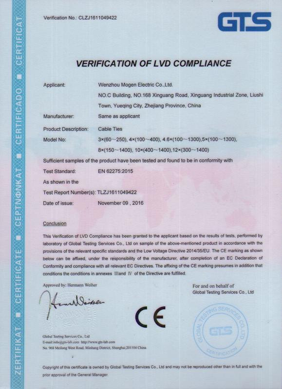 CE CERTIFICATE - WENZHOU MOGEN ELECTRIC CO., LTD