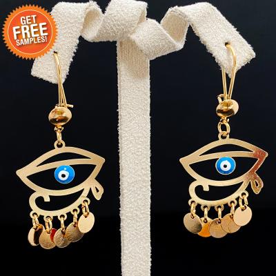 China Wholesale CLASSIC gold plated epoxy eye shape dangling style drop arabic earing earrings for women for sale