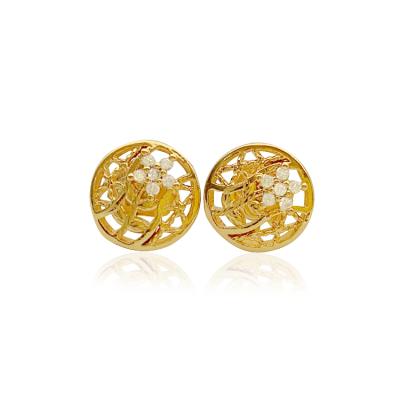 China New FASHIONABLE Wholesale 24k Natural Diamond Setting Gold Stud Earring Gold Plated Earrings For Women for sale