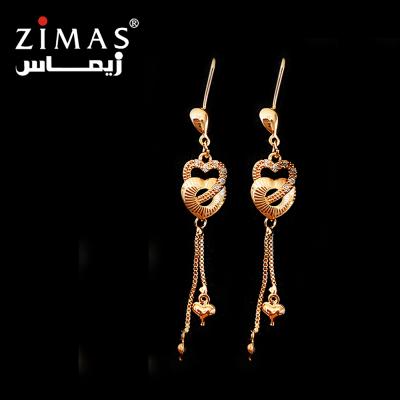 China Wholesale FASHIONABLE Design Dubai Gold Flower Long Stud Earrings Jewelry Beaded Style Women Dangling Earrings Dangling Earring Gold Filled for sale