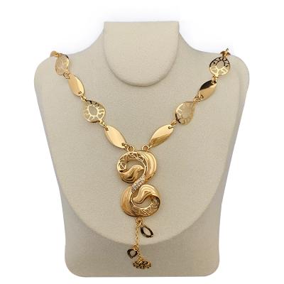 China TRENDY 24K&18k Gold Dubai Jewelry Sets Fashion Necklace Zircon Inlaid Chain Necklace For Women Amazon Africa Necklace for sale