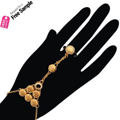 China CLASSIC 2021 Fashion 24k Gold Plated Brace Lace Zircon Chain Bracelet Adjust Ring Hand Chain For Children for sale