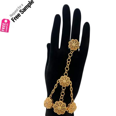 China TRENDY Fashion Adjust Ring Finger Chain Bracelet Gold Plated Chain Bracelet With Retro Egypt Style Ring Hand Engraving Chain For Women for sale