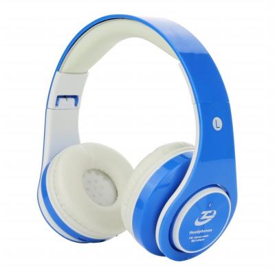 China Blue Over Ear Wireless Bluetooth Stereo Headphones FM Radio With Mic for sale