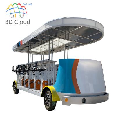 China Mobile Shop 8 Passenger Pedal Tricycle Party Bar Beer Conference Surrey Sightseeing Bike for sale