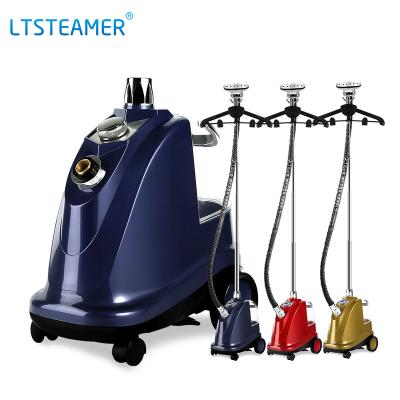 China Outdoor High Pressure Automatic Vertical Hanging Garment Steamer Free Standing Iron Blue With Rack for sale