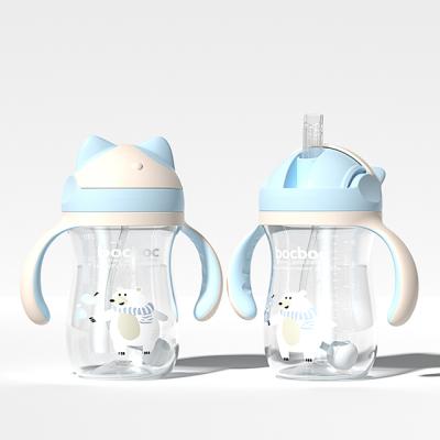 China BPA Free Aynmer Cheap Price Animal Shaped Blue / Pink 280ml Silicone Water Baby Sippy Cup Bottles Tritan Drinking Bottle for sale