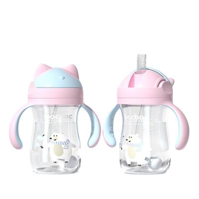 China New Wholesale 280ml BPA Free Handle Training Feeding Water Bottle Self Feeding Feeding Bottle With Tube Hands Free for sale