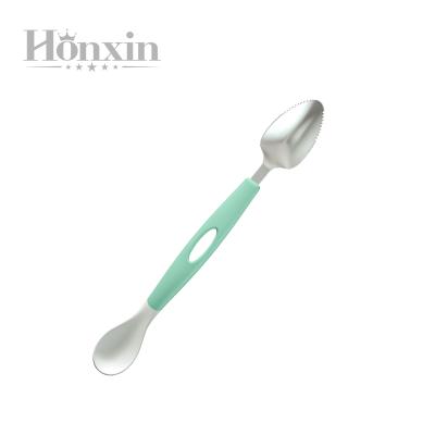 China BPA Free Fruit Feeding Spoon Stainless Cup Silicone Fruit Feeding Spoon For Baby for sale