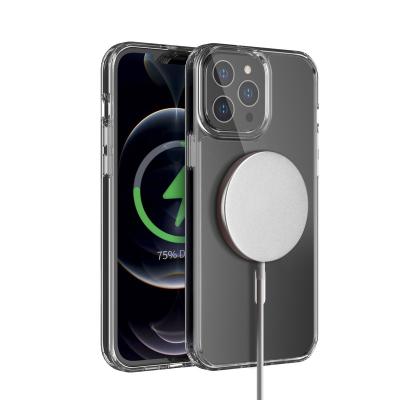 China Original Quality Magsafes Mobile Phone Magnetic Wireless Charging Transparent Clear Shockproof Case Shockproof With Retail Package for sale