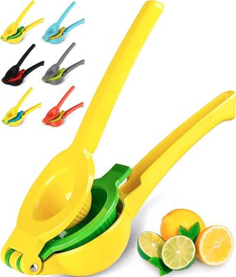 China Top Selling Viable Metal 2 in 1 Mini Fruit Squeezer Aluminum Alloy Manual Lemon Clip Lemon Lime Squeezer Hand Squeezer for sale