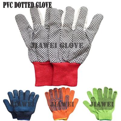 China Safety Working Cotton Drill Polka Kids Gloves PVC Protector Coated Working Gloves /Guantes De Algodon 032 for sale