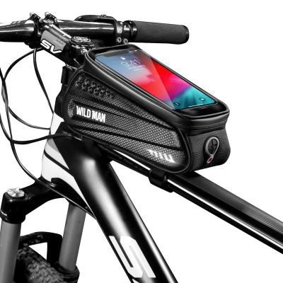 China Sensitive Tooth Screen Wildman 1L ES3 Bike Phone Front Frame Waterproof Bicycle Phone Mount Bag Cycling Top Tube Frame Bag for sale