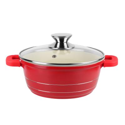 China Durable Heat Resistant Die Cast Aluminum High Temperature Coating With Polished Line Cookware Pot Food Casserole Kitchen Ware for sale