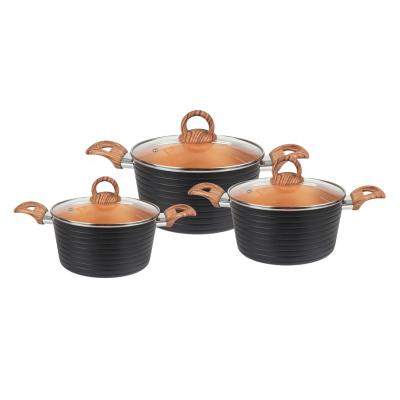 China Sustainable pressed aluminum cookware healthy casserole with copper ceramic coating MSF-6885 for sale