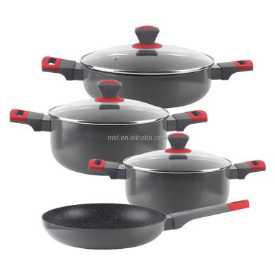 China Sustainable Top Non-Stick Pots And Filters 7 Piece Aluminum Cookware Set for sale