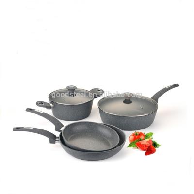 China Msf-6715 Sustainable Healthy Baking Non Stick Living Stone Marble Coating Forged Aluminum Cookware for sale