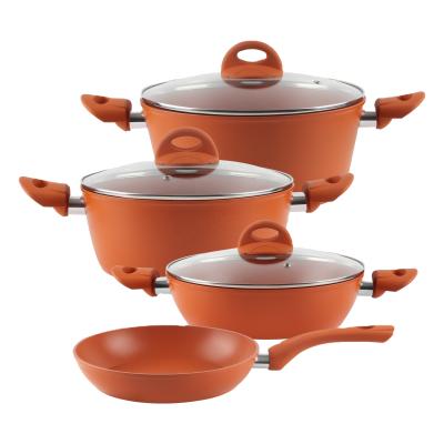 China Viable Forged Aluminum Cooker Pentole Food Warmer Casserole Cooking Pot Non Stick Cookware Set for sale