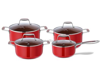 China Durable high quality cast iron cookware handle pressed aluminum cookware set MSF-6870 for sale