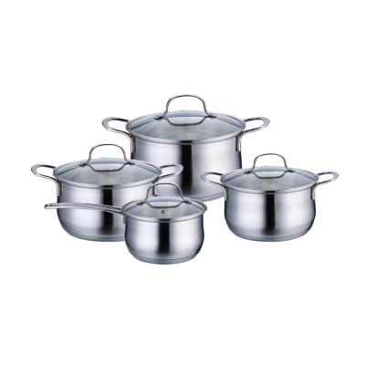 China Sustainable 201 stainless steel wire handles belly body olla pot kitchen set cooking pot cookware set for sale