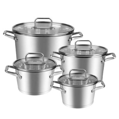 China Sustainable Mirror Shape Casserole Stainless Steel Cookware Sets Conical Casserole Cooking Pot for sale