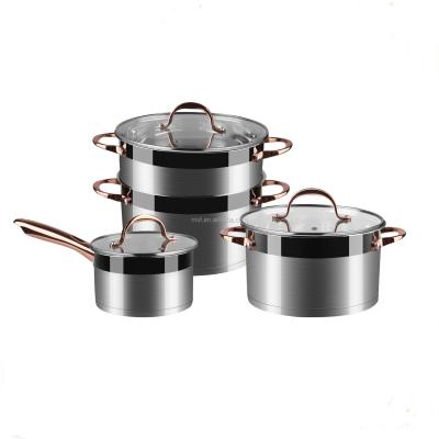 China Msf 7 Pcs Viable Stainless Steel Cookware Double Boiler Steamer Hot Pot Casserole Set for sale