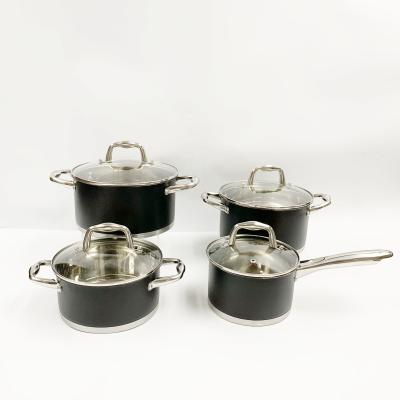 China Sustainable Energy Savings 35% Vertical Bottom Stainless Steel Cookware 8 Piece Set for sale