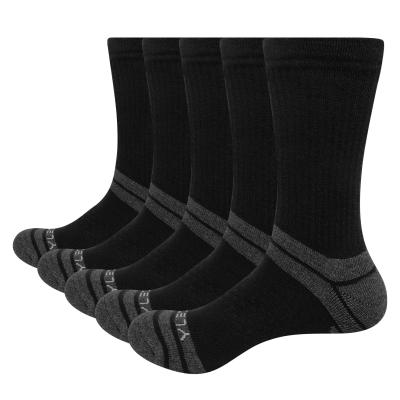 China YUEDGE Breathable 5 Pairs Men's Breathable Combed Cotton Cushion Crew Increasing Athletic Sports Socks for sale