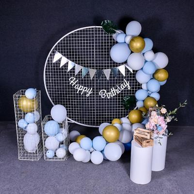 China Moden Wrought Iron Grid Ring Screen Balloon Stand Arch Round Mesh Backdrop For Wedding Party Decorations for sale