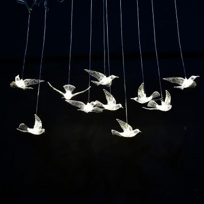 China Ceiling Decoration Light Acrylic Ceiling LED Bird Shape European Wedding Hanging Light for sale