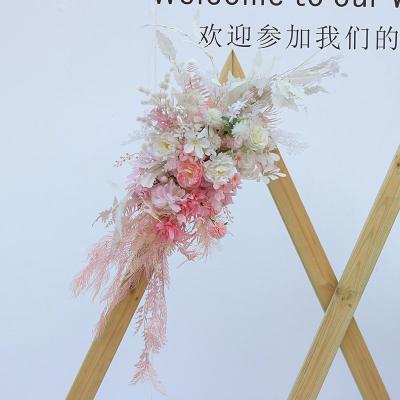 China Romantic colorful arch flower decorative hanging flower real touch flower table runner wedding backdrop for sale