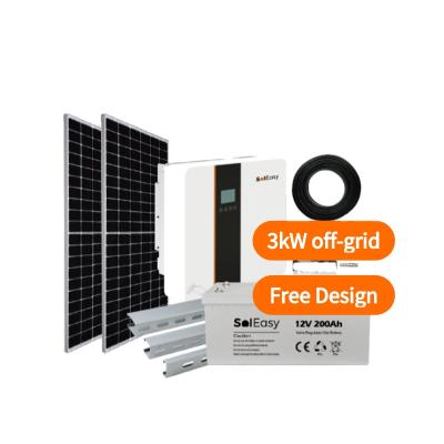 China Customized home mppt 3kw off grid hybrid lead acid battery inverter 9.6kWh solar solar panel 1000w off grid for sale