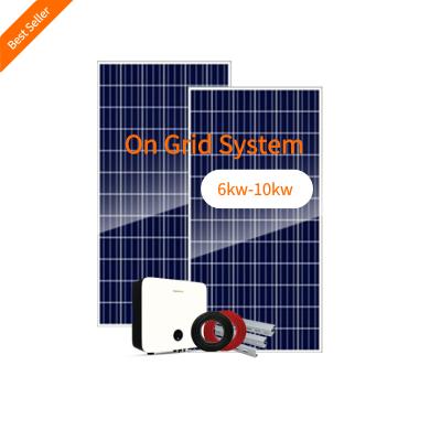 China 10000w solar panel residential system complete system house on grid 10kw solar system on grid solar power system cost for sale