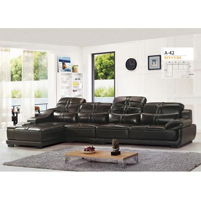 China Luxury European Style Modern Leather Sofa Corner Sofa Set Furniture Living Room Extended L Shaped Sofa for sale