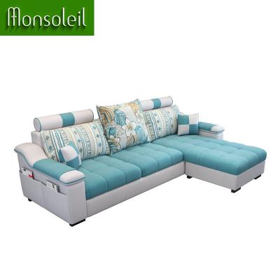 China Cheap L-shaped luxuosos modernos e cheap luxuosos sofa living room cama fabric reclining comfortable sofa set furniture for sale