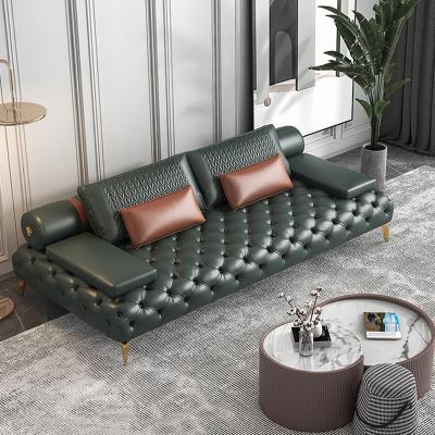 China (Other)Modern American Style Adjustable Pull Button Sofa Set Sofas Luxury Italian Leather Living Room Chesterfield Sofa for sale