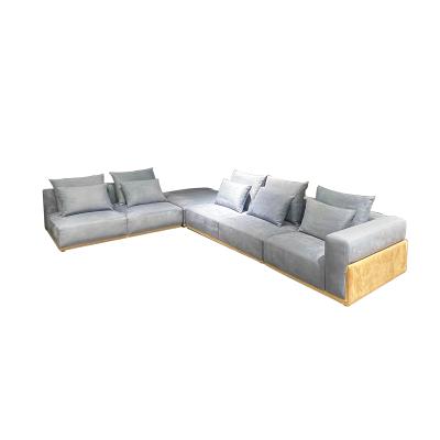 China Luxury High Quality L Shaped Velvet Fabric Sofa (The Other) Adjustable Classic Custom Corner Living Room Furniture Set Sofa for sale