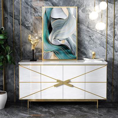 China (Other) Modern Living Room Furniture Hallway Adjustable Tempered Glass Top Console Table With Storage Living Room Luxury Side Cabinet for sale