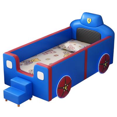 China Environmental Material Kids Bed Room Furniture Boys Car Bed Small Kids Girl Bed With Stool for sale