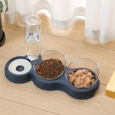 China Eco - Friendly Plastic Double Bowl Automatic Water Refilling Drinking Food Pet Feeding Bowl for sale