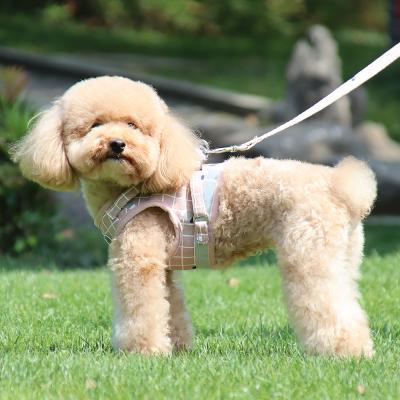 China Customized Thoughtful Reflective Size Plaid Pattern Cotton Pet Collar Adjustable Leashes for sale