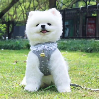 China Hot Selling Reflective Mesh Cloth Breathable Cats Dogs Adjustable Pet Collar Leashes With Bell Ring for sale