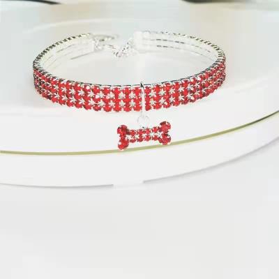 China Christmas JEWELED Jeweled Rhinestone Diamond Cat Dog Pet Collars Design Collar for sale