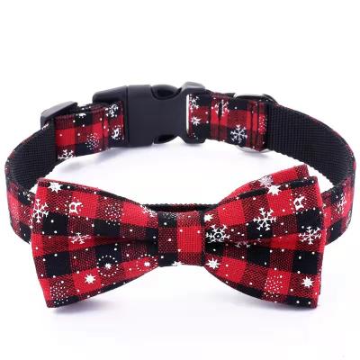 China Bowknot Design Snowflake Pattern JEWELED Cat Necklace Floral Bowtie Christmas Adjustable Dog Collars for sale