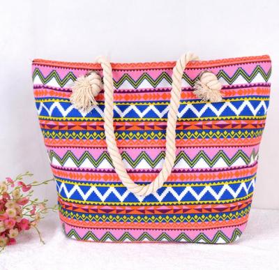 China Printing Beach Bag Printing Rope Women Polyester And Canvas 3 Pcs Or Negotiable Custom 5 Days Of Flowers Adjust Suitable For Outdoor And Daily Life for sale