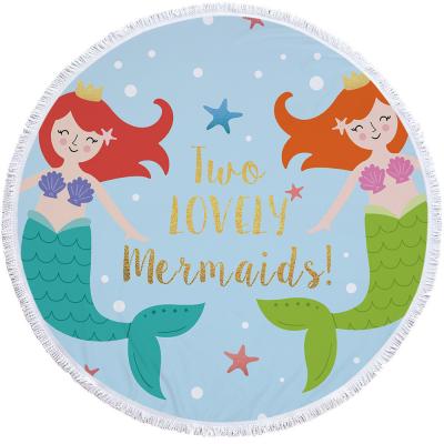 China QUICK DRY Round Beach Towel With Cute Mermaid Pattern Microfiber Beach Towel for sale