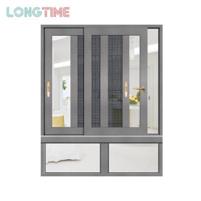 China Sliding Mosquito Net Aluminum Window Grill With Frame Aluminum Sliding Window With Grill Inside Aluminum Alloy Windows for sale