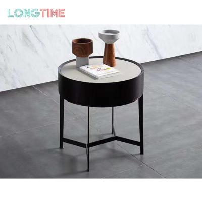 China Fashion Design Extendable Modern Bedside Cabinet Round Bedside Table Luxury Round Nightstand for sale